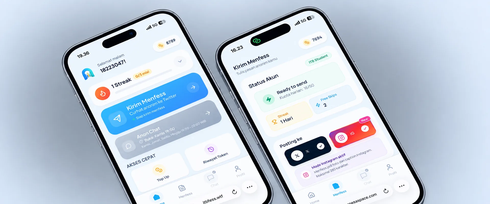 Ganesa Space dashboard and anonymous posting interface